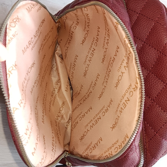 Marc NY Backpack Quilted Zippered Compartments Adjustable Strap Maroon Berry Red main image 6